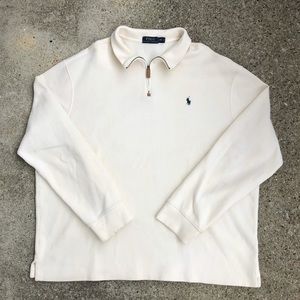 2000s Polo Ralph Lauren Cream/Green half zip sweater
